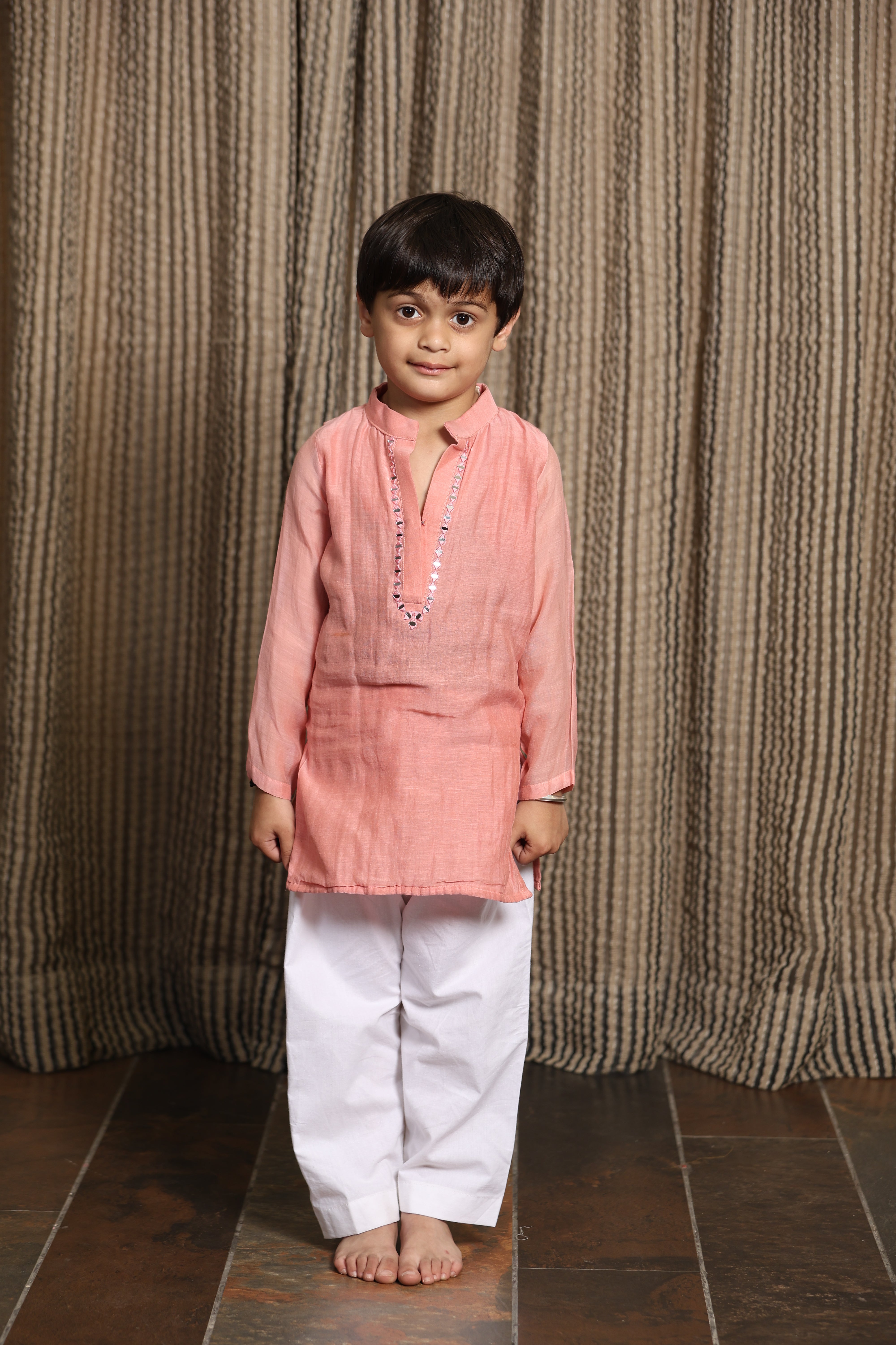 Coral Pink Mirror Kurta Set