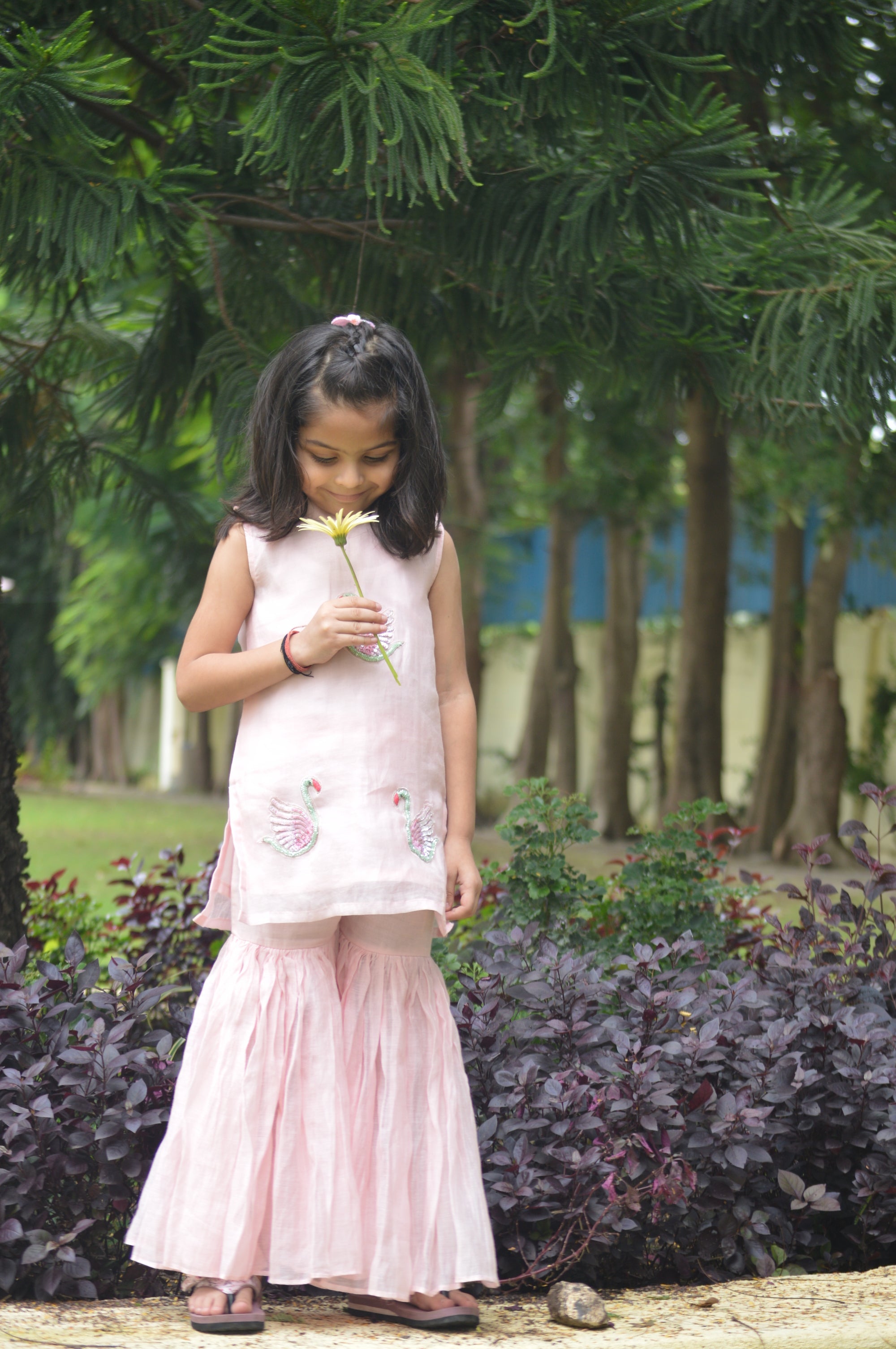 Gulabi Hans Sharara Set for Girls