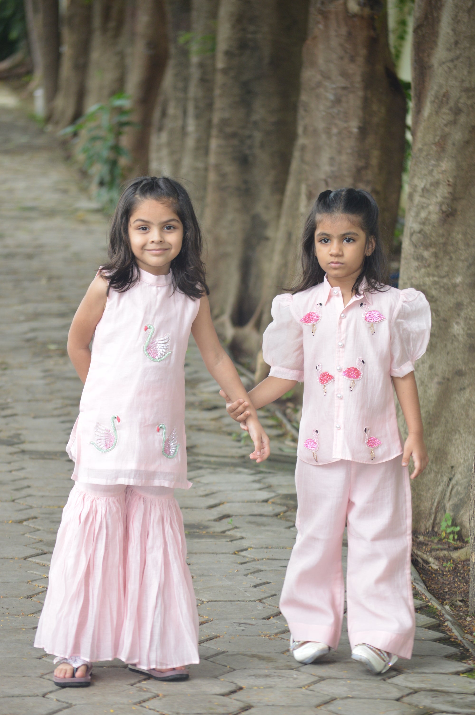 Gulabi Hans Sharara Set for Girls