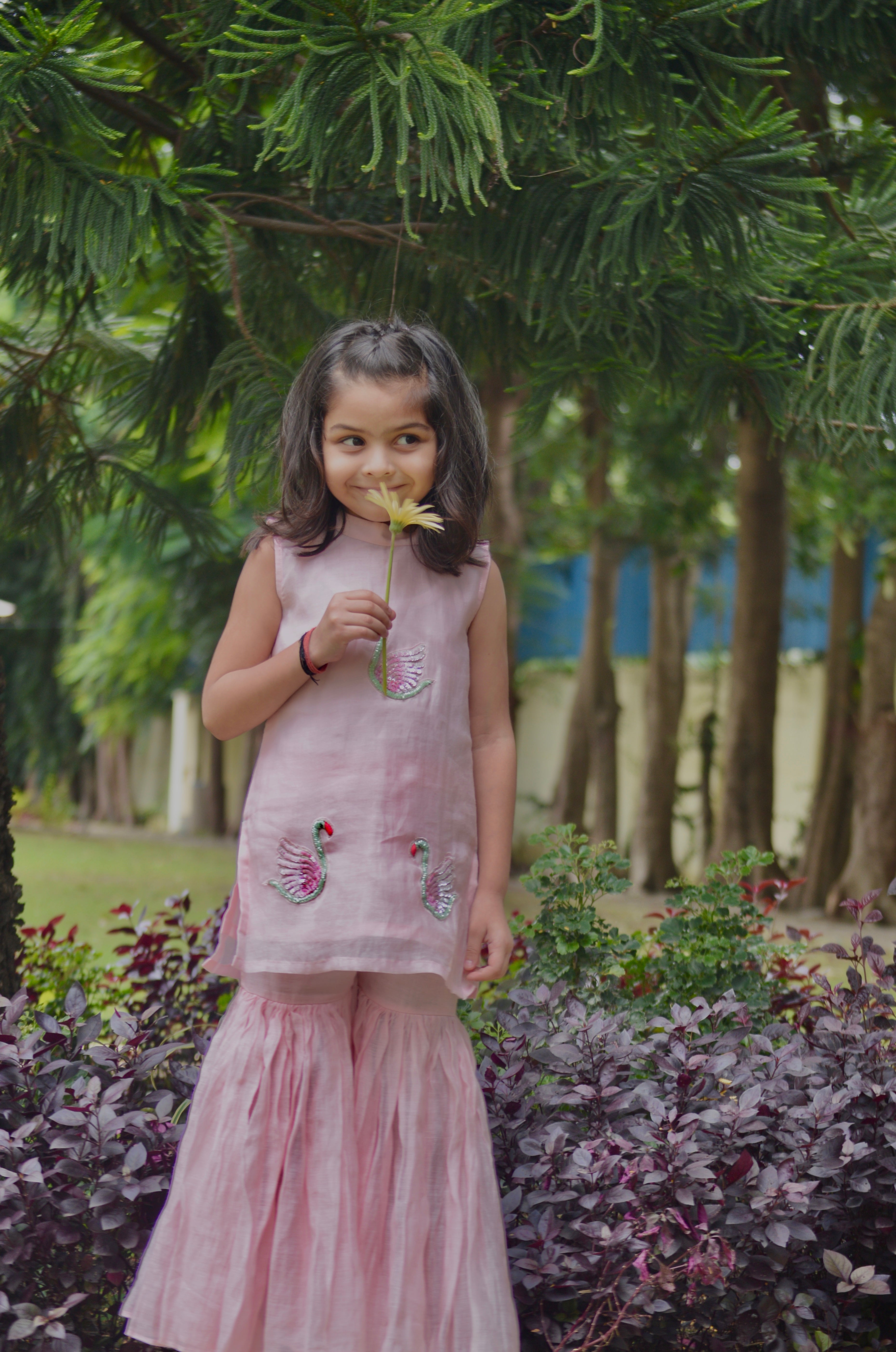 Gulabi Hans Sharara Set for Girls