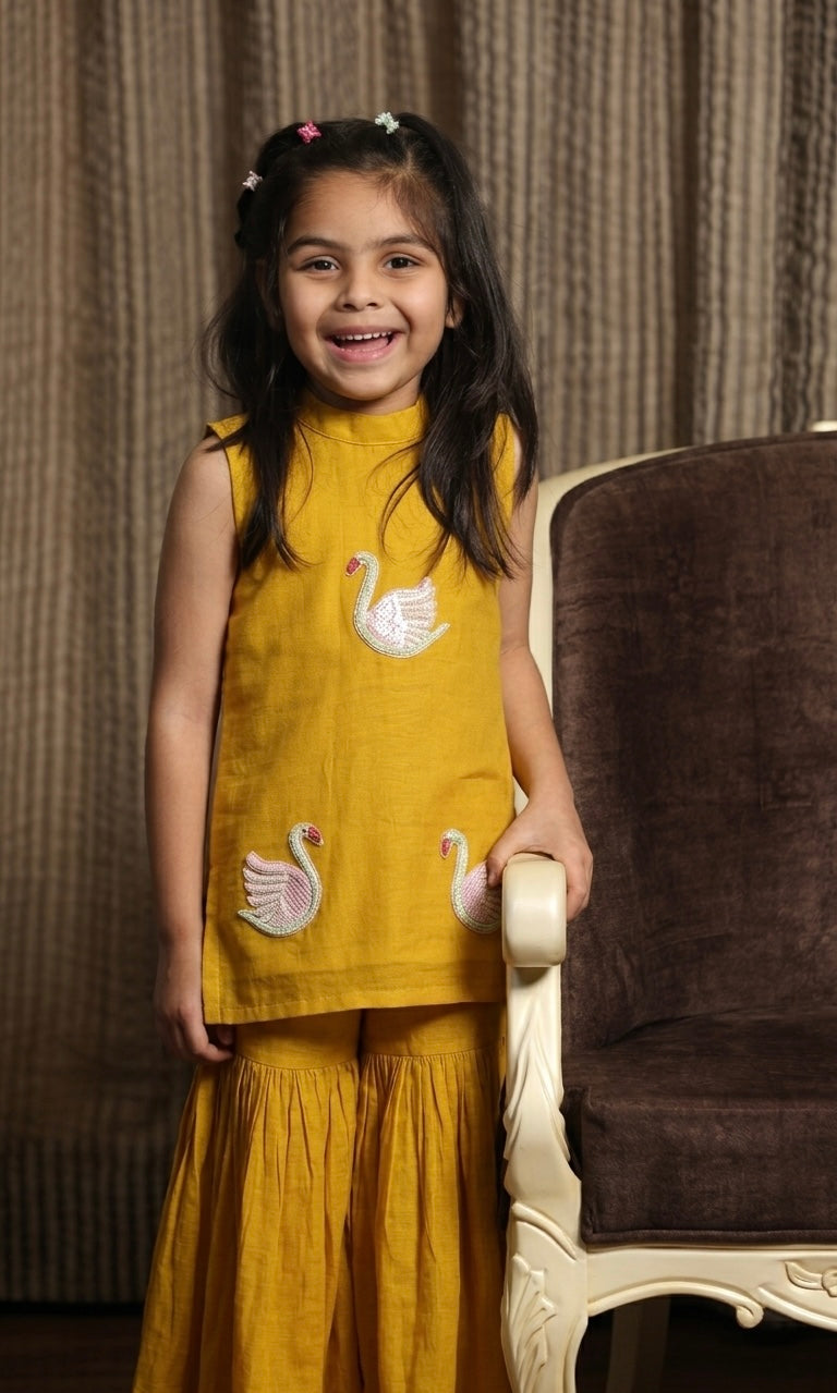 Gulabi Hans Sharara Set for Girls
