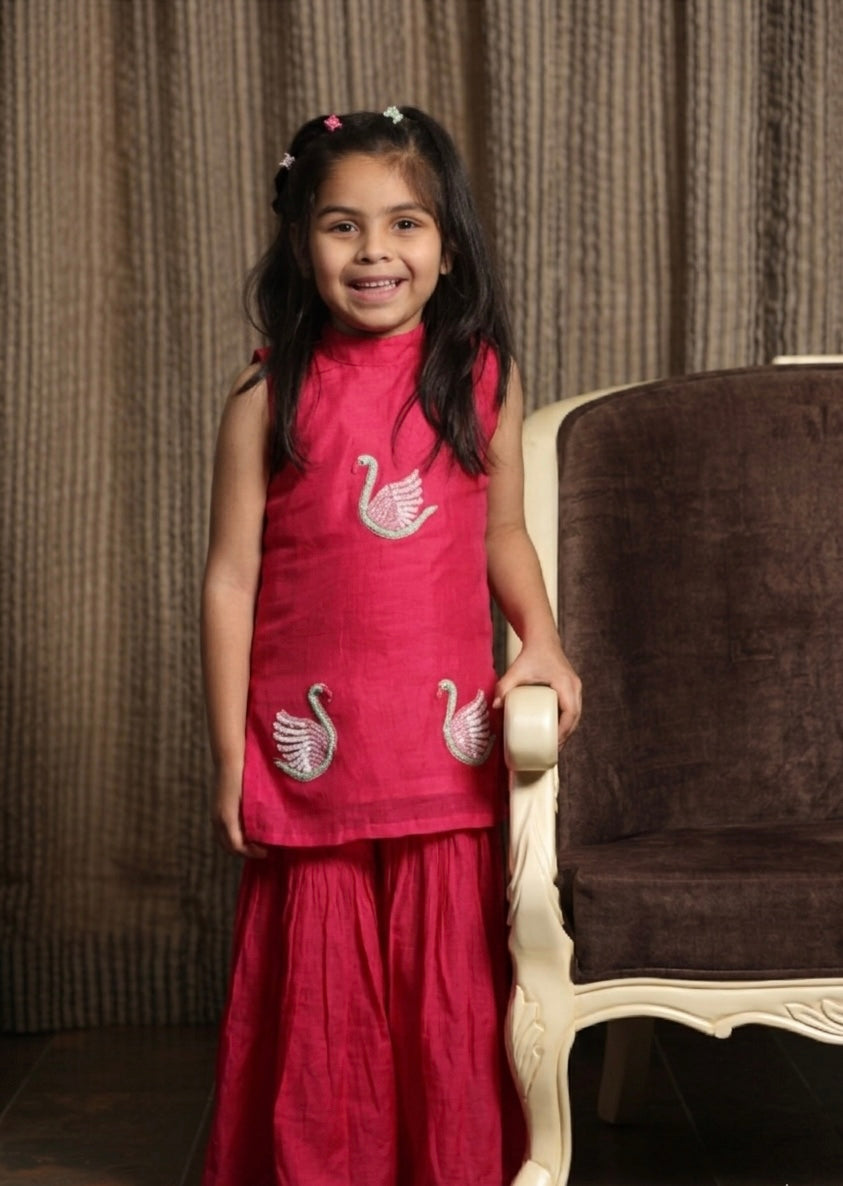 Gulabi Hans Sharara Set for Girls