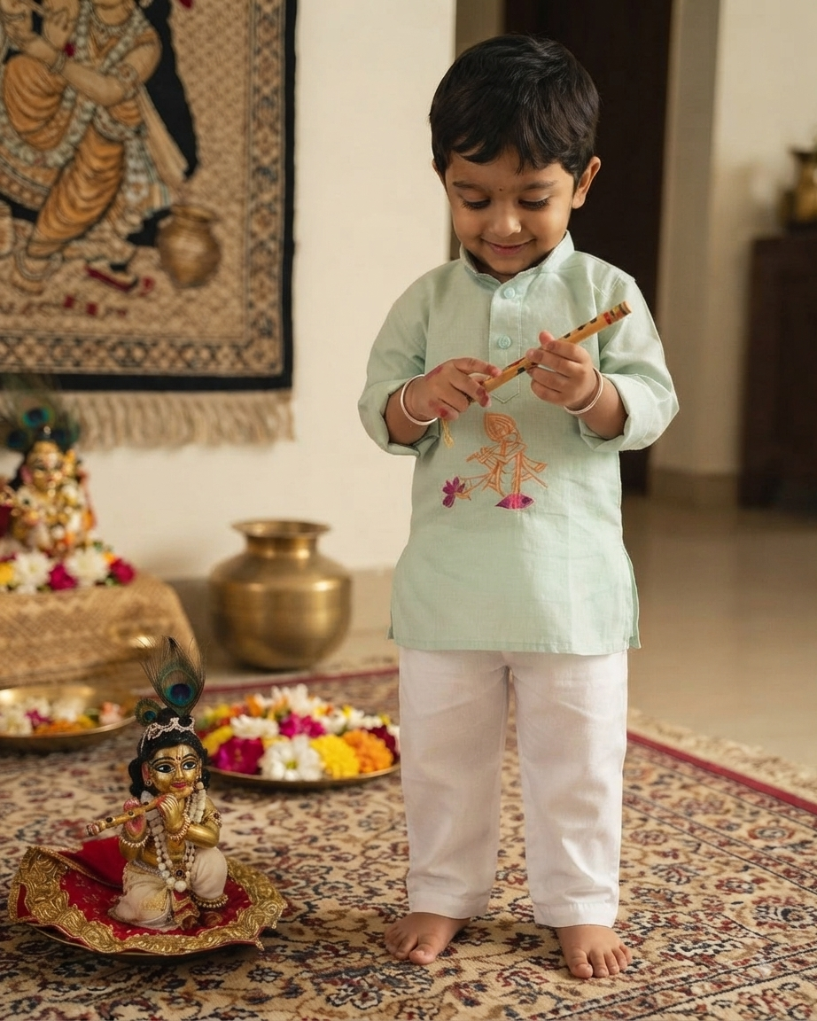 Krishna Handpainted Kurta set
